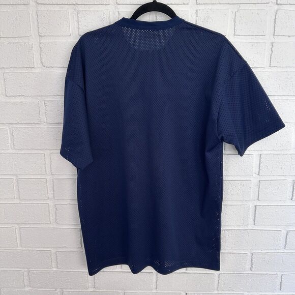 Vintage BIKE Brand Mesh Shirt Mens Large Dark Blue Jersey Style Logo On Sleeve - Picture 7 of 7